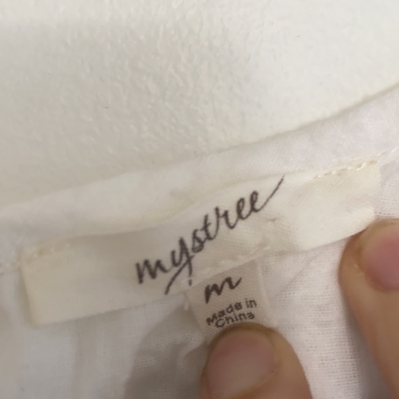 Mystree white lace vintage looking shoulder sleeve midi dress lightweight medium - Picture 5 of 6